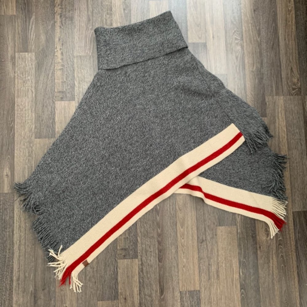 Roots Kids Cabin Poncho in Grey Oat Mix Size